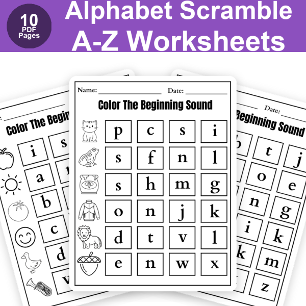 Alphabet Scramble Worksheets A to Z Printable PDF | Rearrange the Letters Sequencing Activity for Preschool & Kindergarten