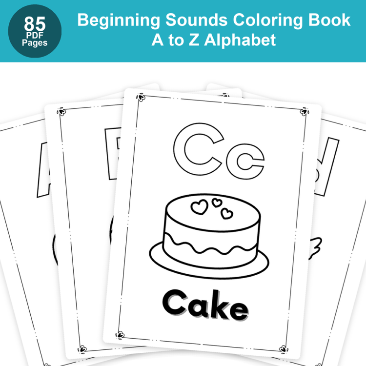 A to Z Alphabet and Beginning Sounds Coloring Book Worksheets | Preschool Letter Recognition Activity Pages | Toddler Early Literacy ABC Initial Sound Object Coloring Sheets Digital Download PDF