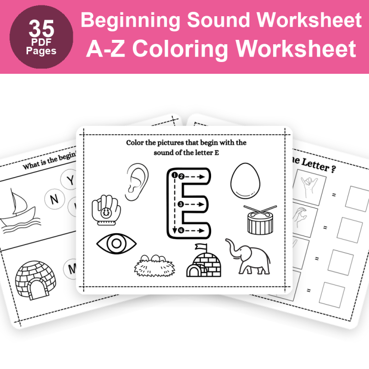 Trace Letter and Color the Beginning Sound Worksheet A-Z Printable PDF | Alphabet Activity for Preschool, Kindergarten & 1st Grade