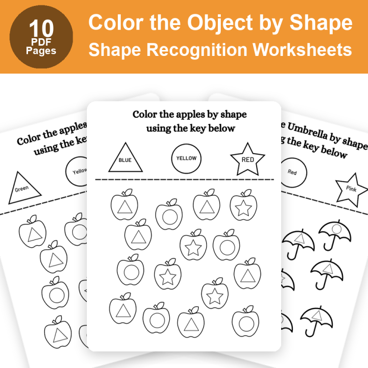 Color the Object by Shape Worksheets | Printable Shape Recognition with Answer Key Activity