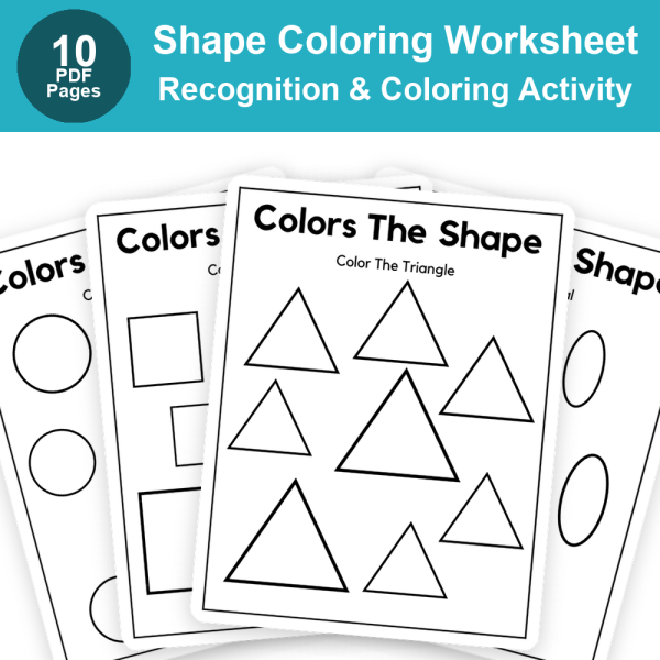 Color the Shape Worksheets for Preschool & Kindergarten Kids | Shape Coloring Activity