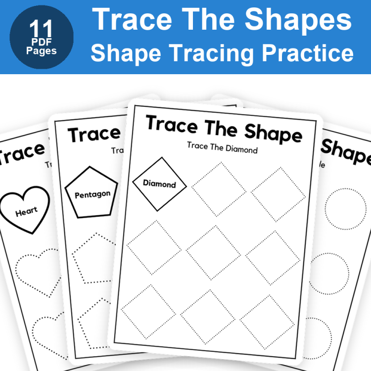 Trace the Shapes Worksheets | Shape Tracing Practice for Preschool & Kindergarten | Printable Early Learning Shape Activity Pages