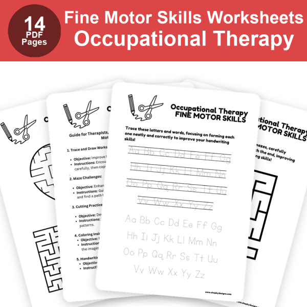 Occupational Therapy Fine Motor Skills Worksheets | Hand Strength & Coordination Activities for Preschool & Kindergarten | Printable OT Practice Pages