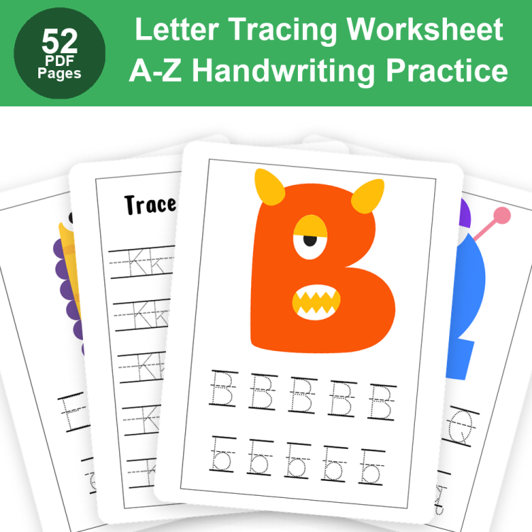 Letter Tracing Worksheet for Kids | A-Z Alphabet Handwriting Practice