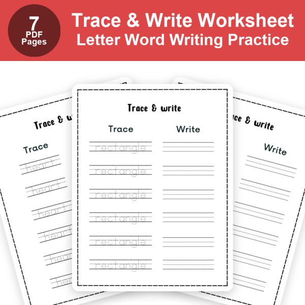 Trace & Write Worksheet | Letter Tracing and Word Writing Practice