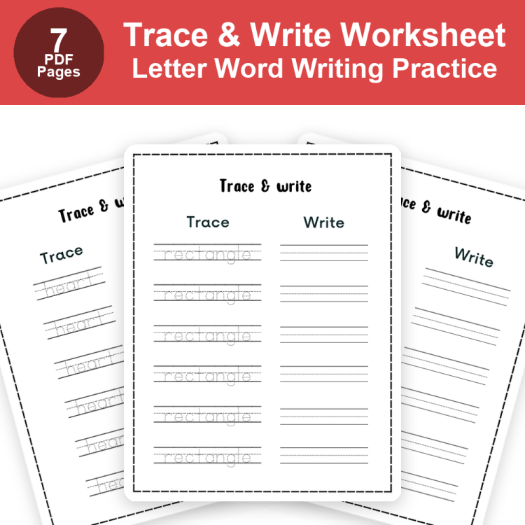Trace & Write Worksheet | Letter Tracing and Word Writing Practice