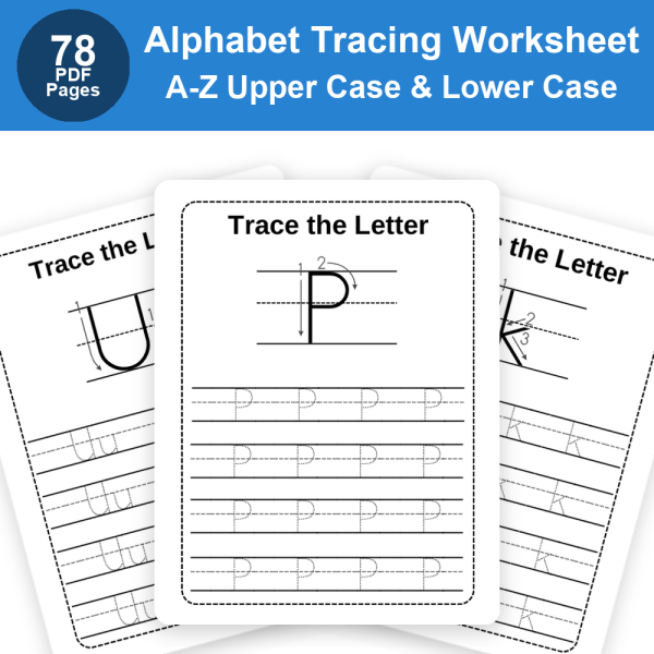 Trace the Alphabet A-Z Worksheet | Printable Letter Writing Practice