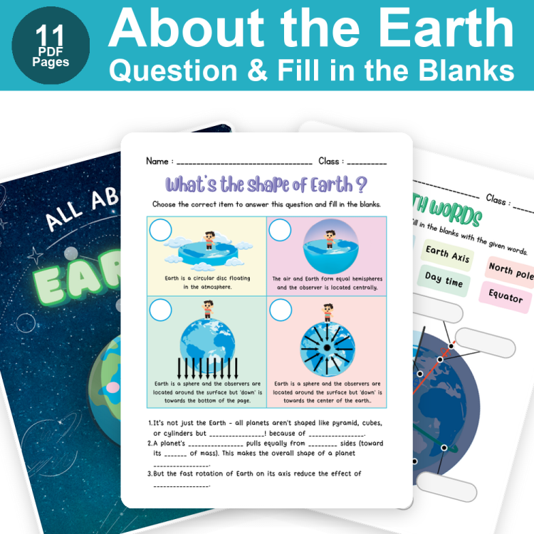 All About the Earth Worksheet | Choose the Correct Item, Answer the Question & Fill in the Blanks