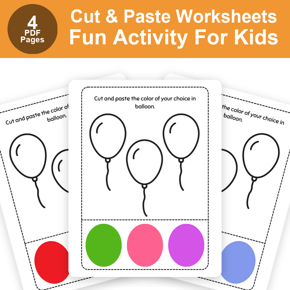 Cut and Paste Activity Worksheets | Printable Kindergarten & Preschool Cut and Glue Pages