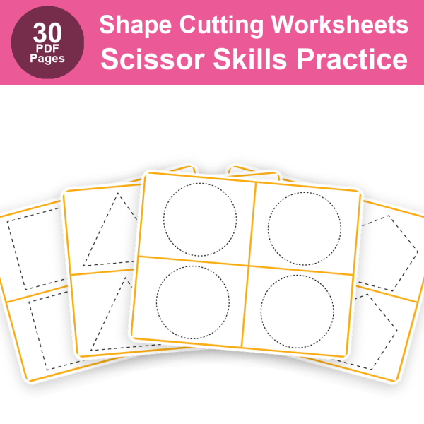 Shape Cutting Activity Worksheets for Kids | Scissor Skills Practice Printables for Preschool & Kindergarten