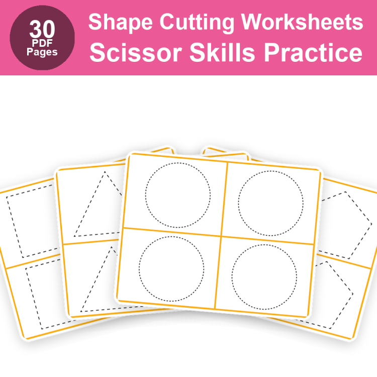 Shape Cutting Activity Worksheets for Kids | Scissor Skills Practice Printables for Preschool & Kindergarten