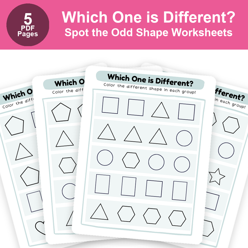 Which One is Different? | Spot the Odd Shape Worksheets | Visual Discrimination Activity for Kids