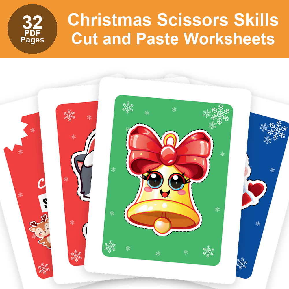 Christmas Scissors Skills Cut and Paste Worksheets