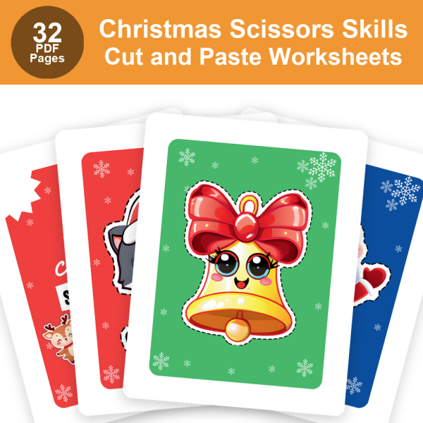 Christmas Scissors Skills Cut and Paste Worksheets