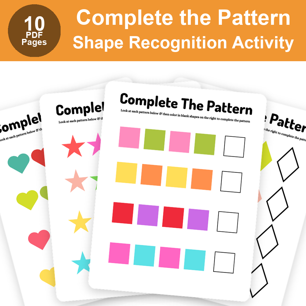 Complete the Pattern Worksheets | Color & Shape Pattern Recognition Activity