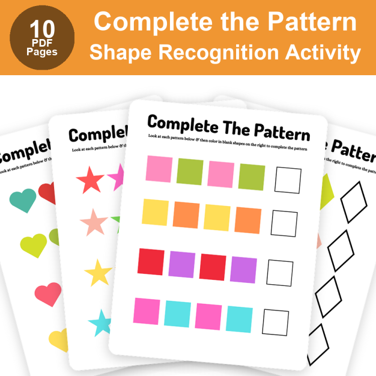 Complete the Pattern Worksheets | Color & Shape Pattern Recognition Activity