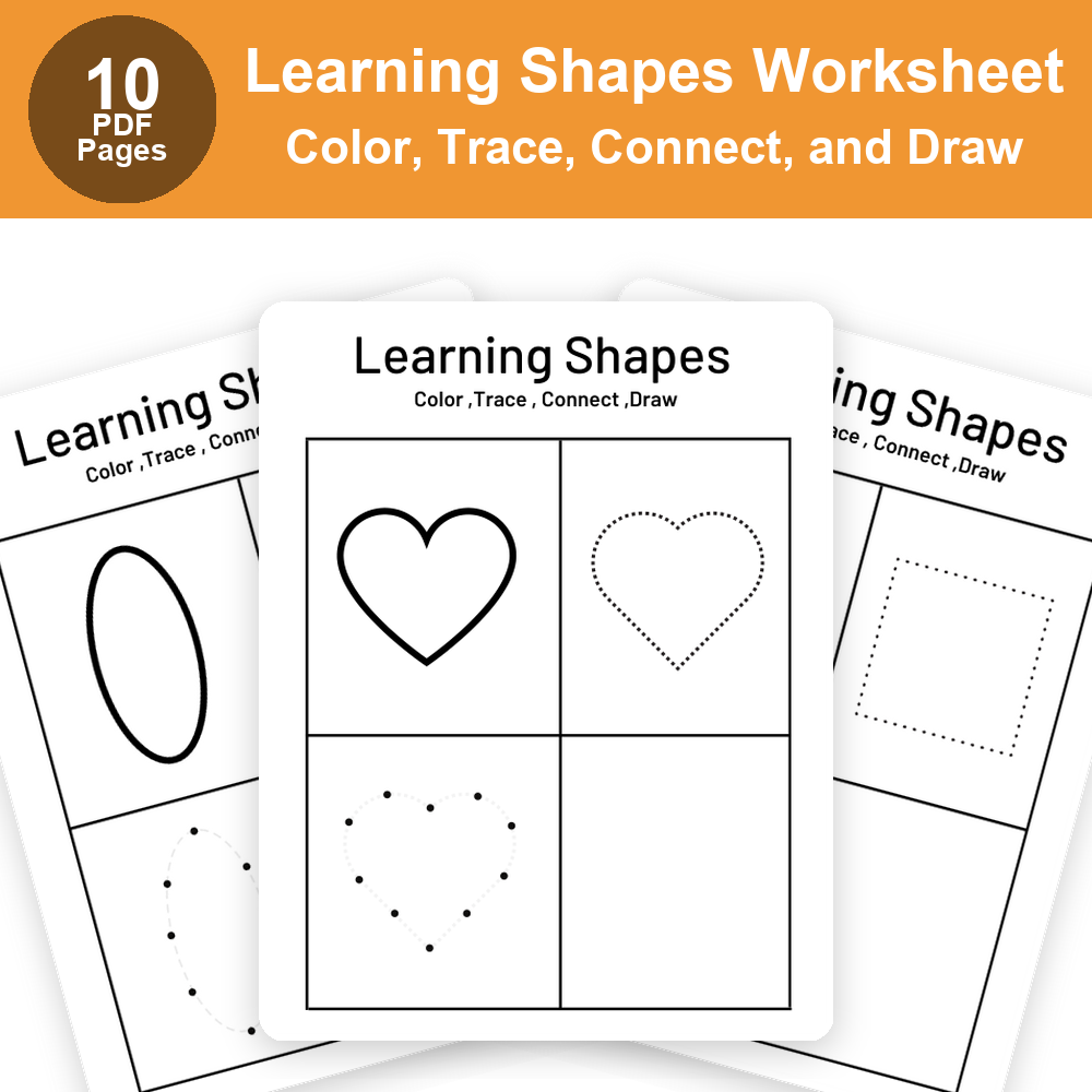 Learning Shapes Worksheets | Color, Trace, Connect & Draw Activities for Kids
