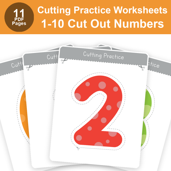 Cutting Practice Numbers 0-10 Worksheets | Scissor Skills & Number Recognition Activities