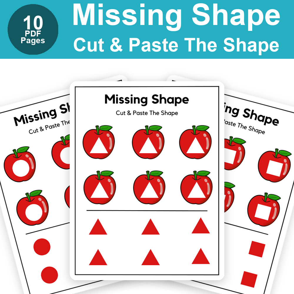 Missing Shape Worksheets | Cut & Paste the Shape Printable Activity