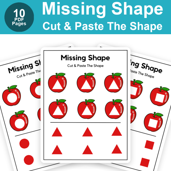 Missing Shape Worksheets | Cut & Paste the Shape Printable Activity